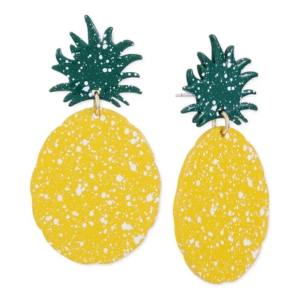 Alfani Gold-Tone Yellow Green Colored Pineapple Drop Earrings New